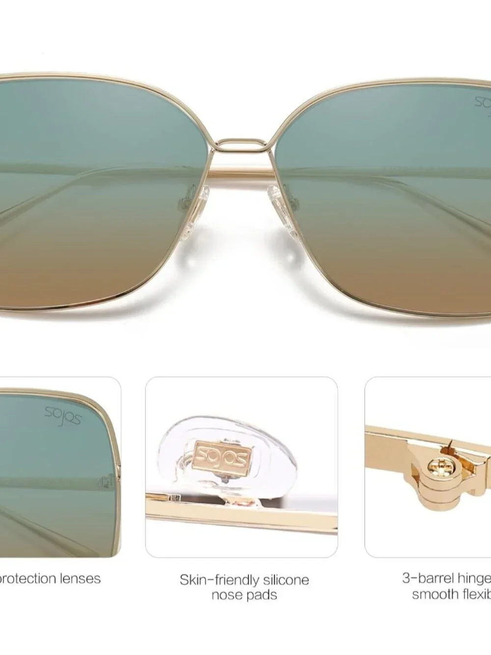 Lightweight Trendy Oversized Square Shades with UV400 Protection - Adult Size